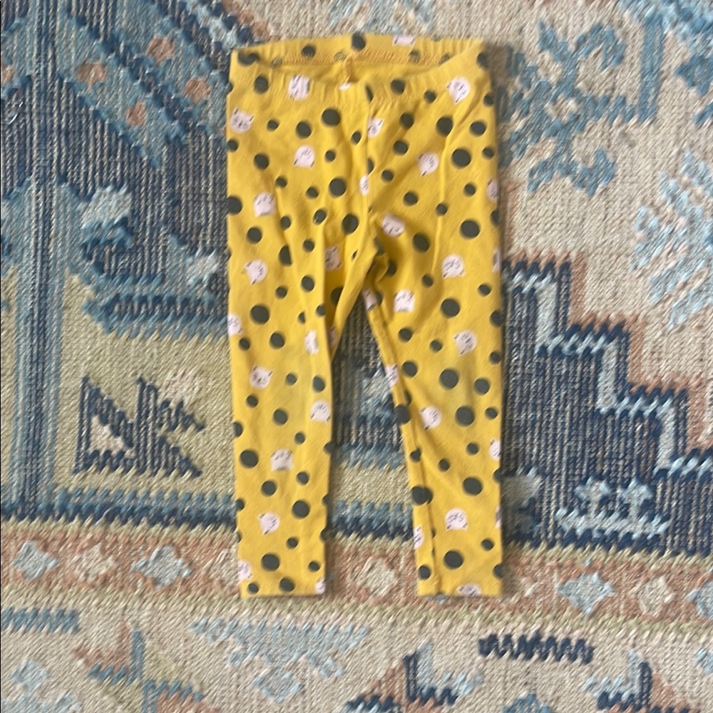 Cat & Jack Yellow and Black Leggings Vibrant Polka Dot Design